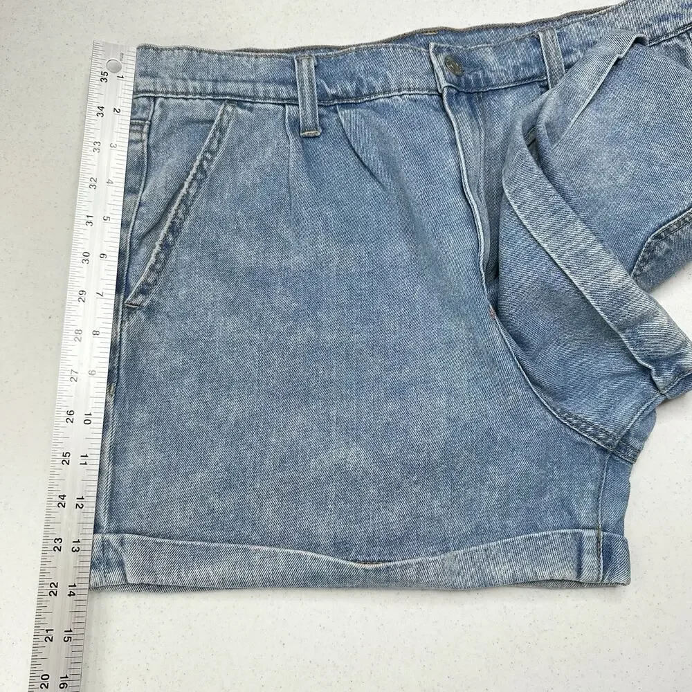 American Eagle Shorts 12 Mom High Rise Denim Blue Jean Cuffed Short Light Wash